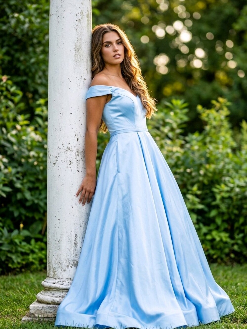 Dave & Johnny Light Blue Satin Evening Gown NWT